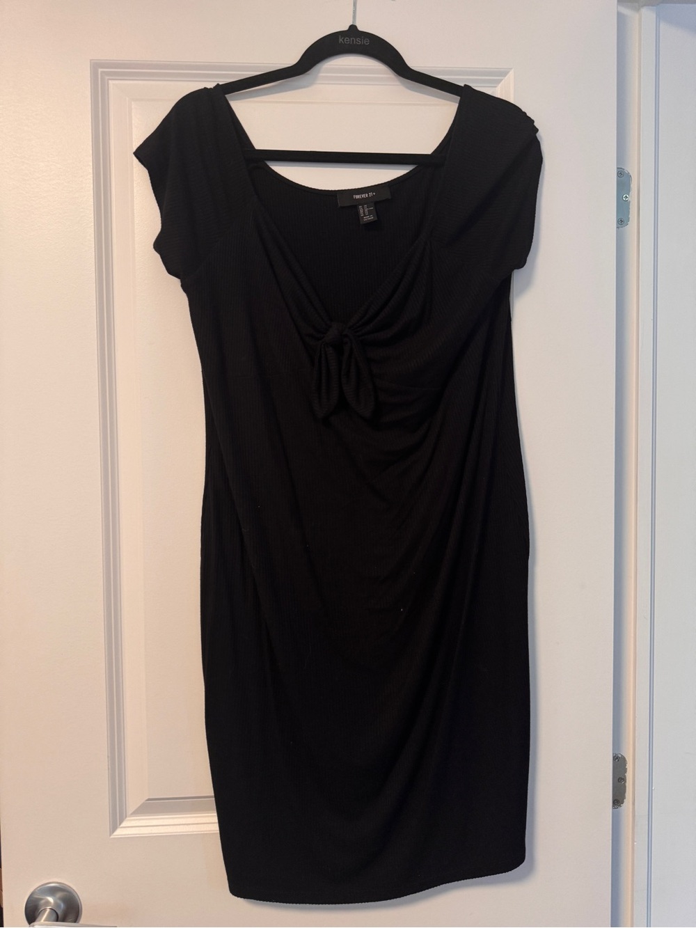 Forever 21 Black Knot-Front Cap Sleeve Mini Dress